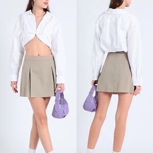 Topshop Beige Pleated Skirt